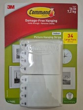 3M Command Picture Hanging Strips Large 34 Pairs 68 Strips Hold 16 lbs  0.29 per strip