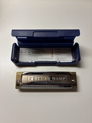 Hohner MS Blues Harp Harmonica Key of C Made in Germany w/ Case & Manual