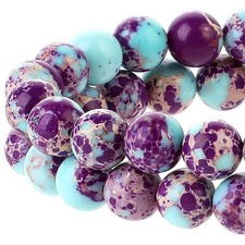 47 Pcs Sea Sediment Imperial Jasper Beads Purple-Blue 8mm, purple-blue