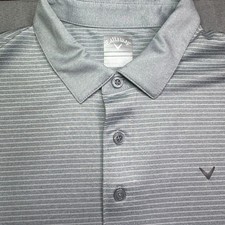 Callaway Opti-Dri Men  s Polo Shirt Gray Stripe Short Sleeve Size Large Golf