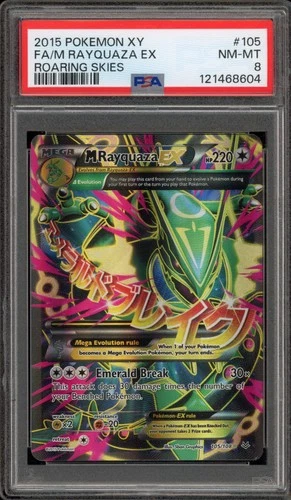 Pokemon M Rayquaza EX XY Roaring Skies Full Art #105 PSA 8