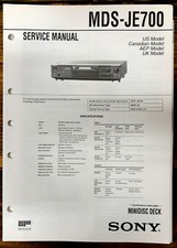 Sony MDS-JE700 MD MiniDisc Deck Service Manual Original 
