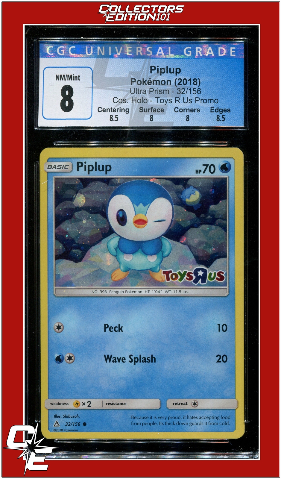 Ultra Prism 32 Piplup Cosmos Holo Toys R Us CGC 8 - Subgrades
