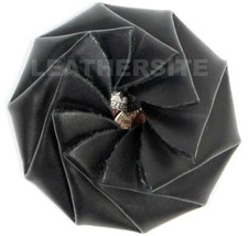 Old Fashion Easy to Use Squeeze Open One Piece genuine Leather Coin Pouch -Black