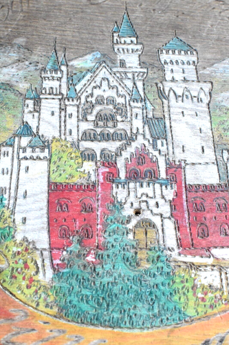 1996 Hand Painted Pyrography Welcome Plaque | Neuschwanstein Castle, Germany - Picture 7 of 21