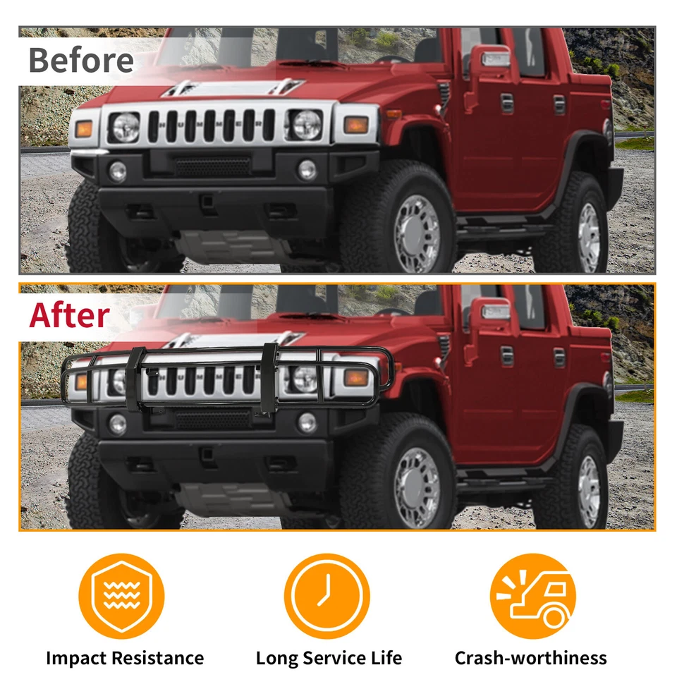 Parachoques delantero de acero de alta resistencia para Hummer H2 2003-2009 cepillo rejilla marco protector Foto 4 de 4