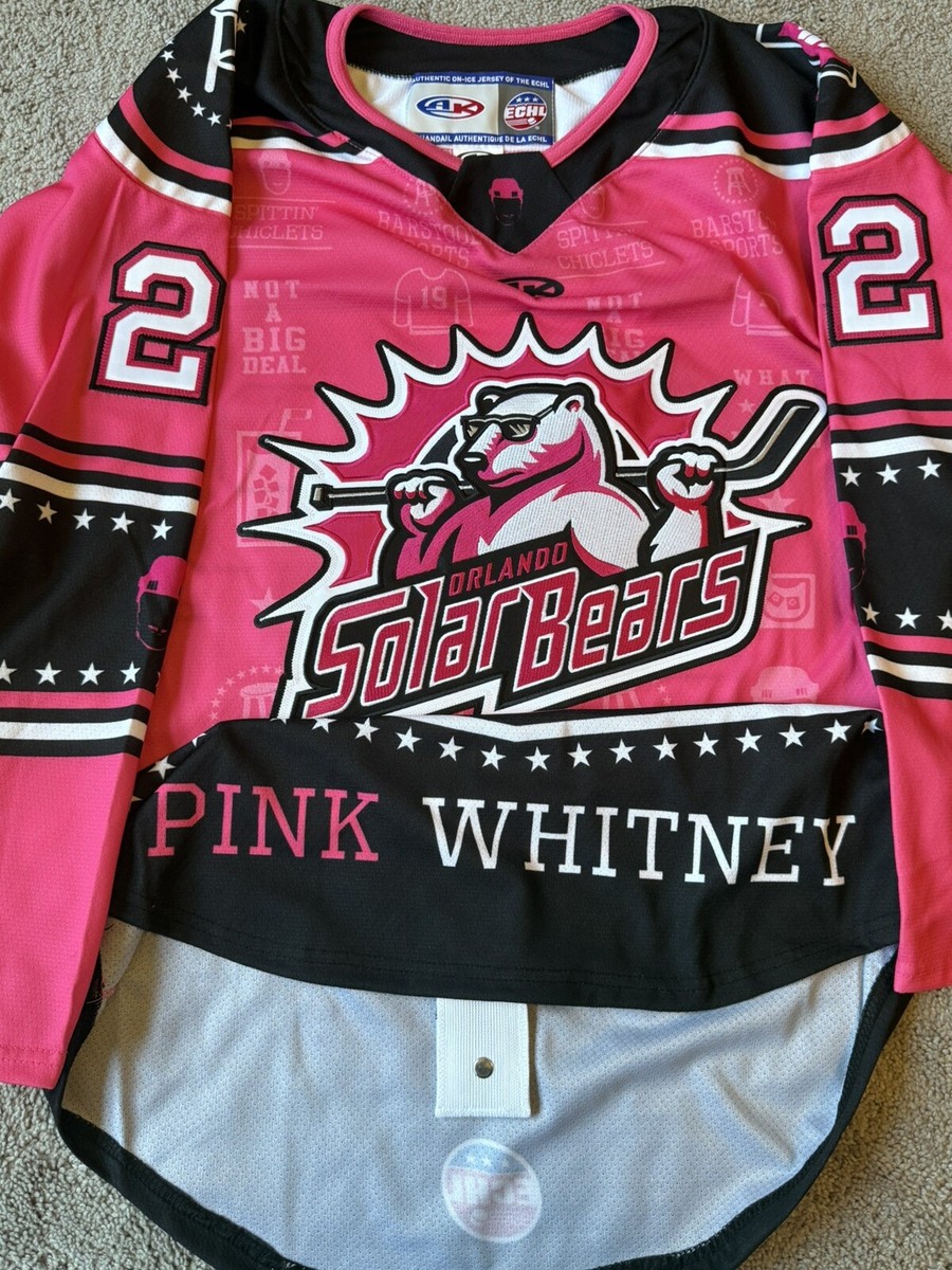 Orlando Solar Bears Big Cat Pink Whitney Barstool Spittin' Chiclets Jersey  52
