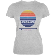 Surf's Up Cloudbreak Beach Heather Grey Juniors Soft T-Shirt