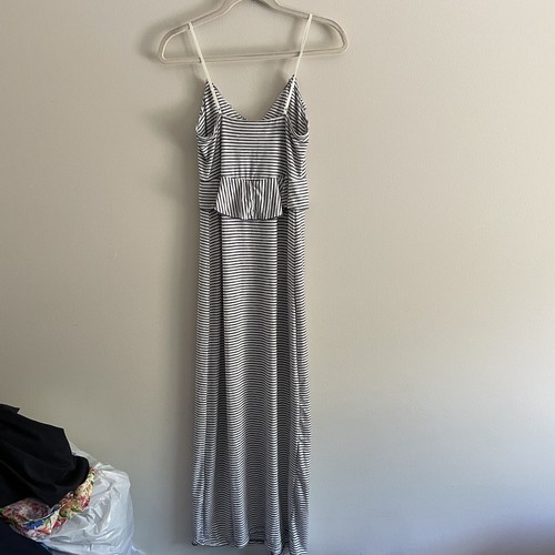Max Studio Women XS Blue White Striped Spaghetti Strap Ruffle Maxi Dress NWT - Picture 9 of 10