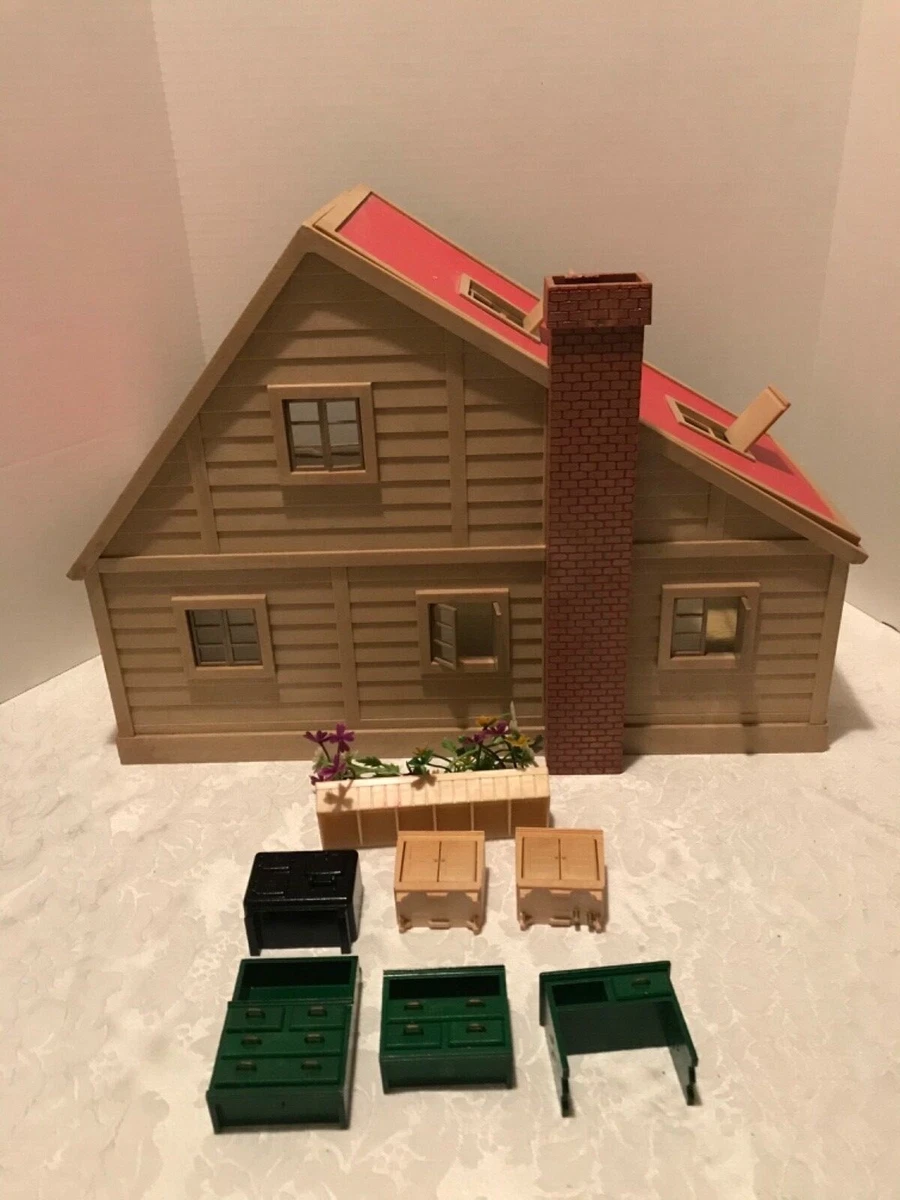 Vintage 1985 Epoch Sylvanian Family cabin Doll Dollhouse skylights furniture