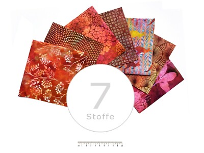 Stoffpaket 7 Stoffe Jason Yenter, rotbraun, rot, In The Beginning Fabrics
