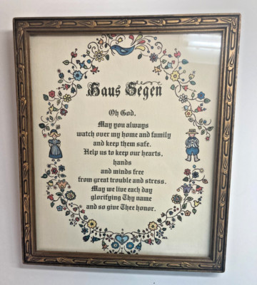 Vintage Haus Segen Prayer Pennsylvania Dutch Prayer framed 13 x 11