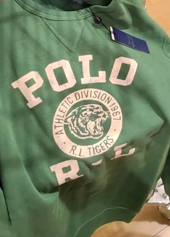 Polo Ralph Lauren Green Polo RL TIGERS Athl Div Graphic Crewneck