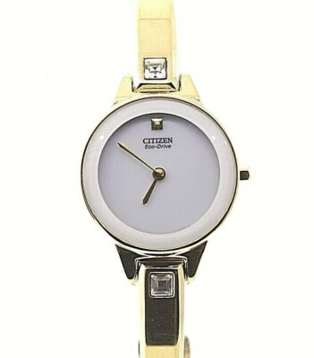 Ladies Citizen EX1322-59A Eco-Drive Silhouette White Dial Gold 
