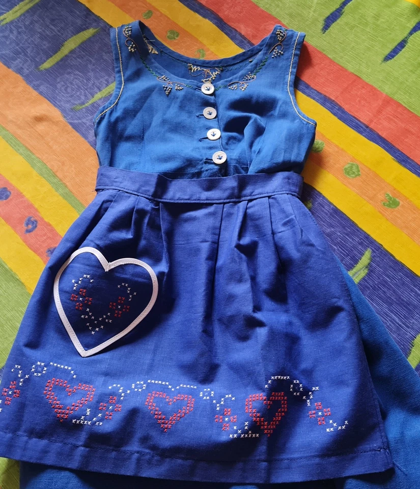 ВИНТАЖНОЕ ПЛАТЬЕ РУЧНОЙ РАБОТЫ TRACHTEN OKTOBERFEST DIRNDL TYROL ДЕВОЧКА РАЗМЕР: США 4/ЕС 104 - Изображение 4 из 4