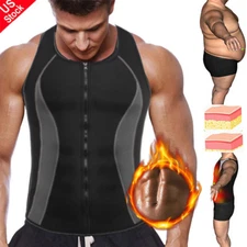 Men Waist Trainer Sauna Vest for Weight Loss Zipper Hot Neoprene Compression Top