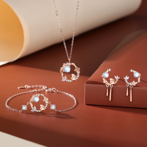 European New S925 Sterling Silver Necklace AAA CZ Garland Rabbit For Women - Bild 5 von 8