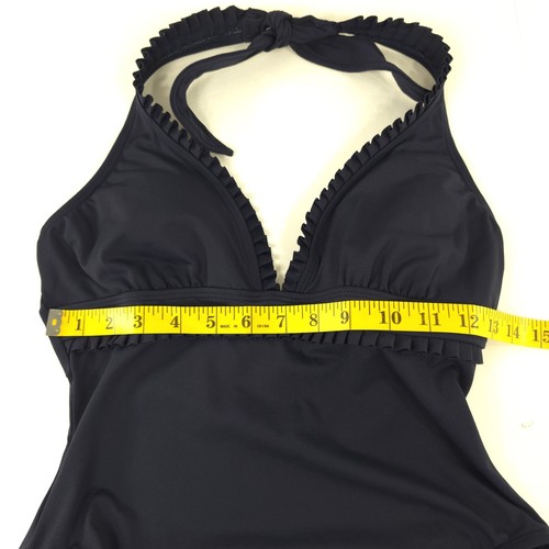 VINTAGE ANNE COLE ONE PIECE NAVY BLUE SWIMSUIT WOMEN'S SIZE 10 HALTER V NECK VGC - Picture 16 of 24