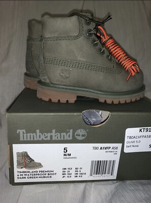 Timberland 6 inch Premium Waterproof Boot 'Dark Green' TB  Toddlers SIZE 5