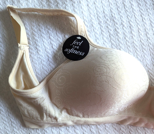 Bali Women's Comfort Revolution Full Cover Wire Free Bra, Light Beige/Swirl 38D - Picture 10 of 14