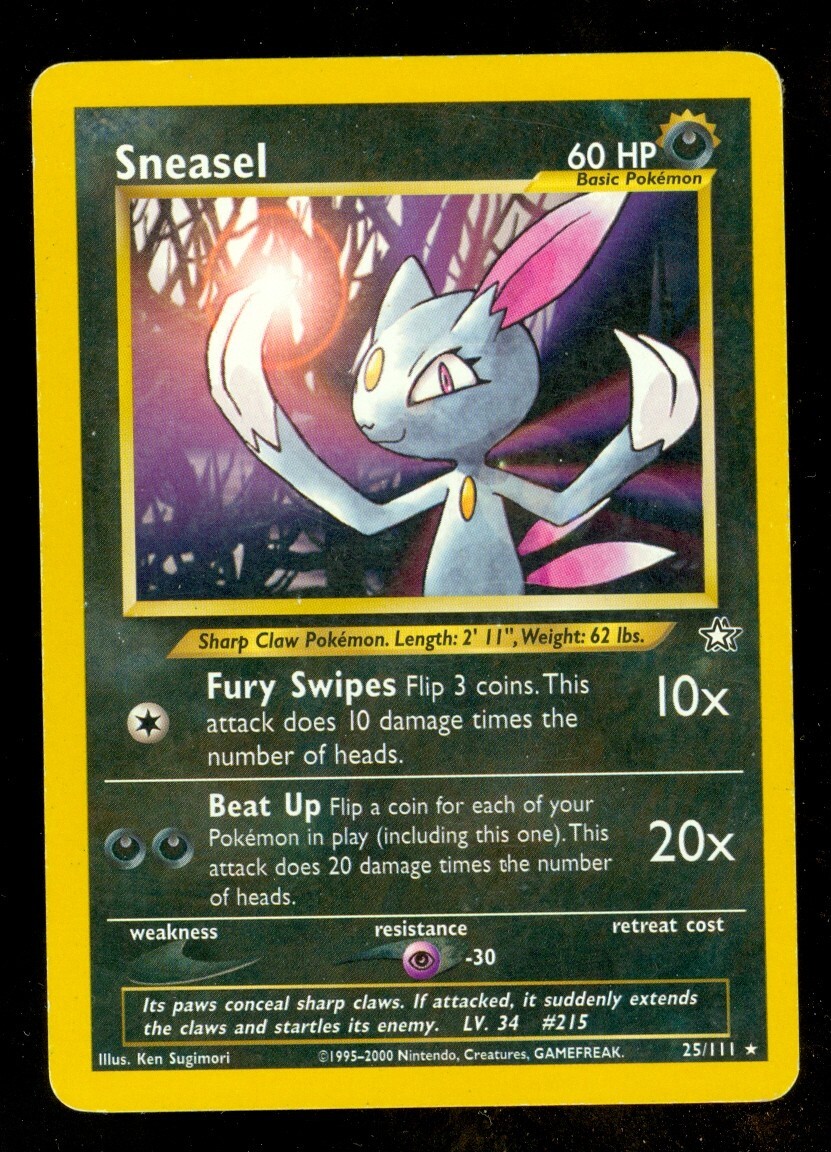 Pokemon SNEASEL 25/111 Neo Genesis - RARE- Heavy Play