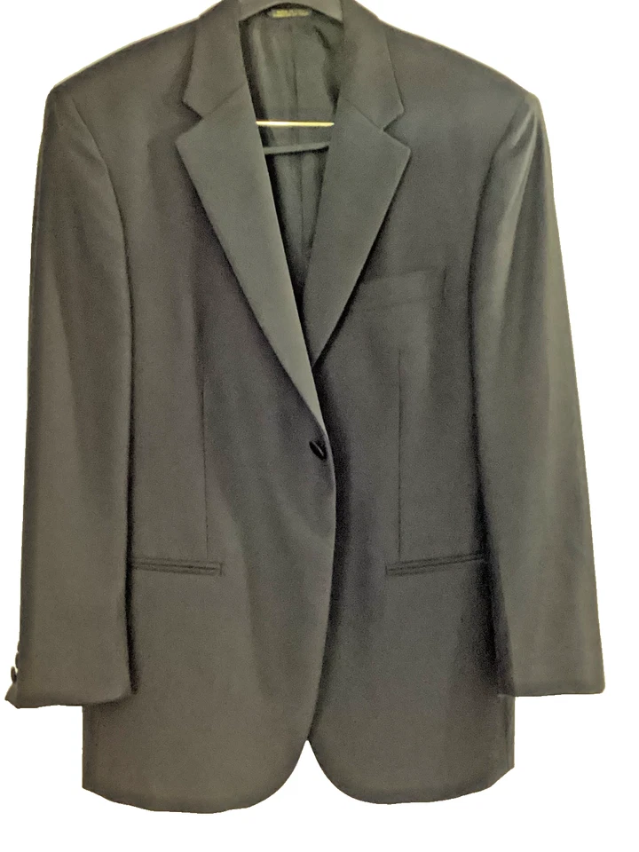 A New Principe Black One Button Tuxedo Jacket Notch Lapel Size 40S Made in Italy - Image 3 of 4
