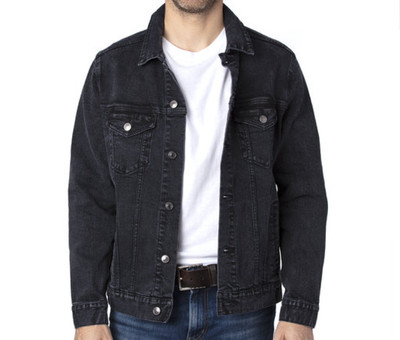 Adult Denim Jacket - Unisex Fit - Oversized Style - Black, Blue & White Denim