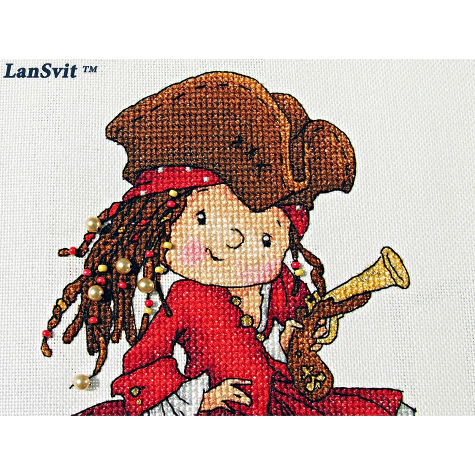 Broderie point de croix compté Chien Pirate LanSvit D-031 sur toile étamine - 3