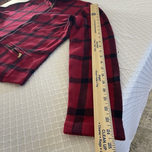 Ralph Lauren Sweater Womens Sz L Red Plaid Full Zip Cardigan Cotton LRL Tartan - Picture 10 of 13