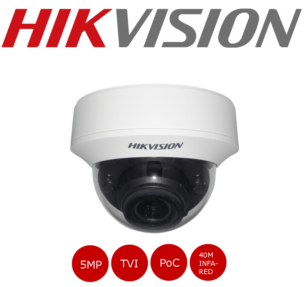 Hikvision MP Turbo HD Indoor PoC Motorized Varifocal Dome CCTV