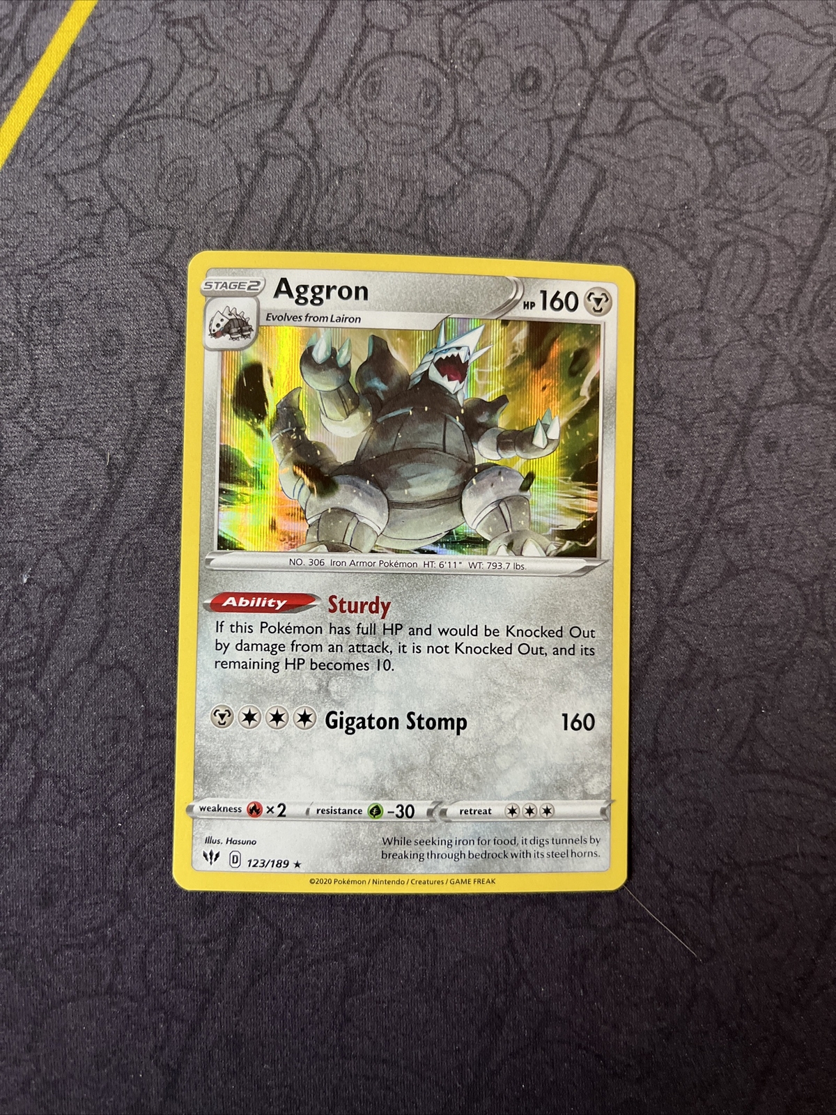 Pokémon TCG Aggron Darkness Ablaze 123/189 Holo Holo Rare