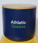 Athletic Greens blue Ceramic Kitchen Storage Container Bamboo Lid 5 Inch