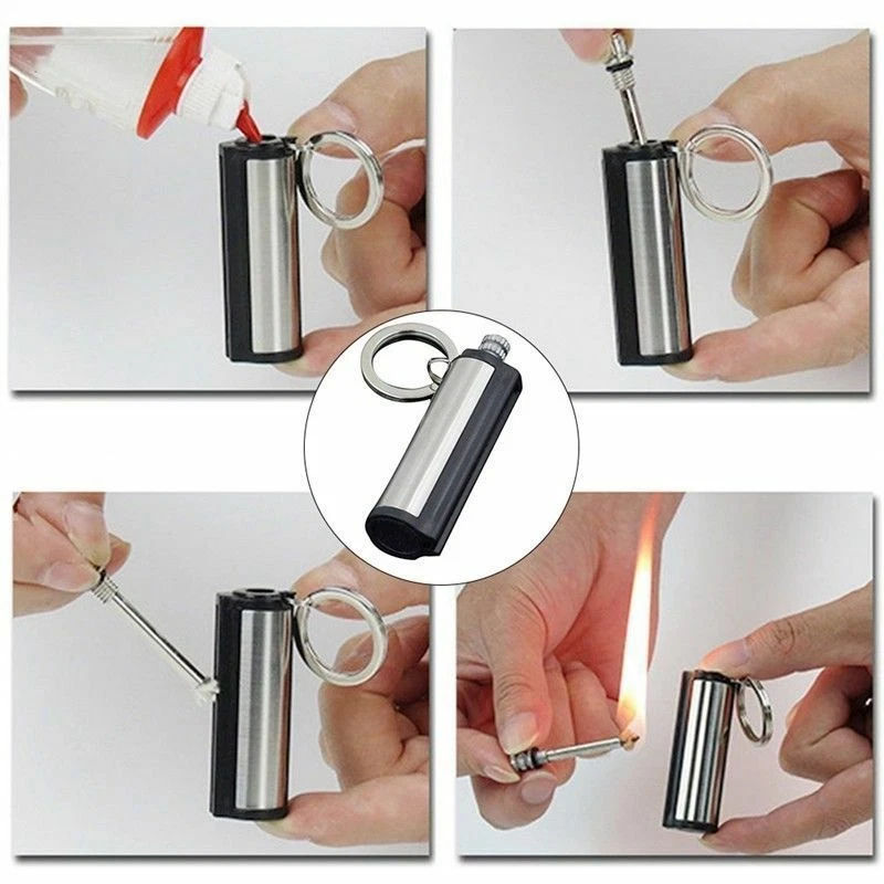 ROUND PERMANENT MATCH BOX LIGHTER UNUSUAL MENS WOMENS GADGET TOY PRESENT - Image 2 of 4