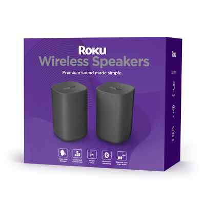 Roku Wireless Surround Speakers (Pair) for Roku TV, Roku