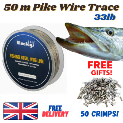 50m Hecht Rigs Drahtspur - 30 Pfund mit kostenlosen Crimps! Hechtrigs selber machen