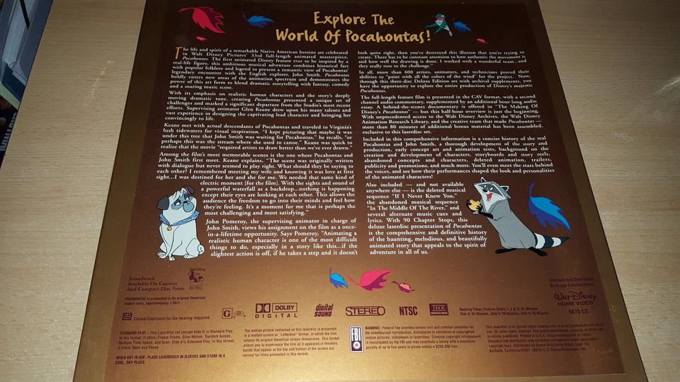 Walt Disney's - Pocahontas - Deluxe CAV Laser Disc Letterbox Edition 3-disc Set - Bild 2 von 4