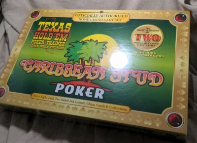 NIB SEALED Texas Hold 'Em Caribbean Stud Poker Home Casino Card Game Set 