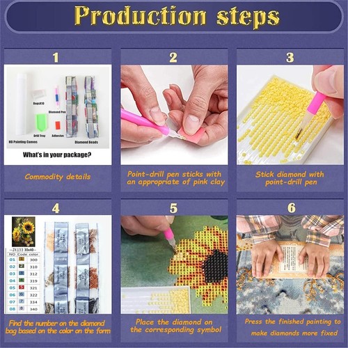5D Diamond Painting Kits for Adults Beginners,Cross Flower Diamond Art Kit,DIY F - Picture 7 of 7