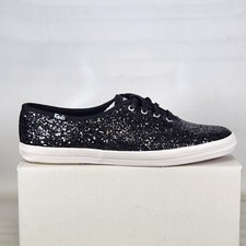 Size 9.5 KEDS Champion Glitter Celebration Flat Sneaker Black Womens Comfortable