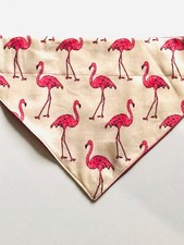 DOG Bandana/ flamingos/ pink summer print fabric/ slips over the collar