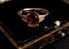 Vintage Style Jewellery Red Gemstone And Zircon Ring 18K Rose Gold Plated