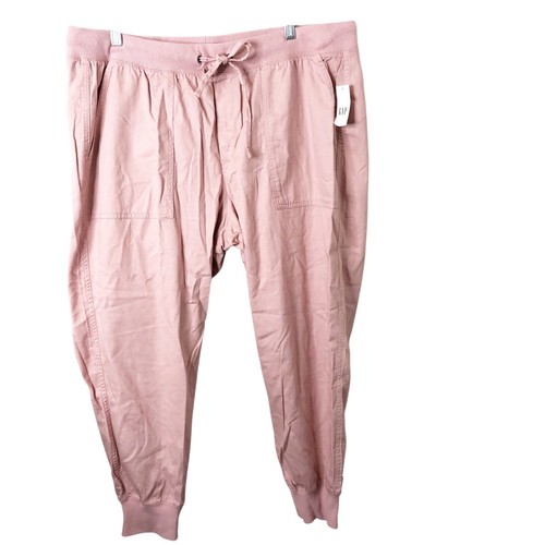 Gap NWT Women's Feather Pink Ribbed Waistband Twill Drawstring Joggers Size XL