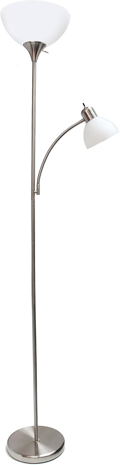 Brushed Nickel Mother-Daughter Floor Lamp with Reading Light by Simple Designs LF2000-BSN
