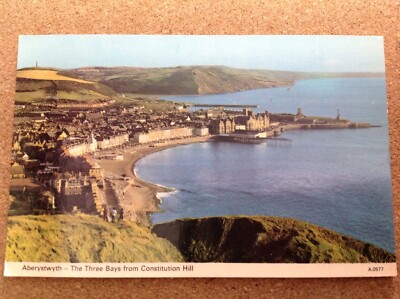 gebrauchte Postkarte: Ceredigion - Aberystwyth - Die drei Buchten von Constitution Hill