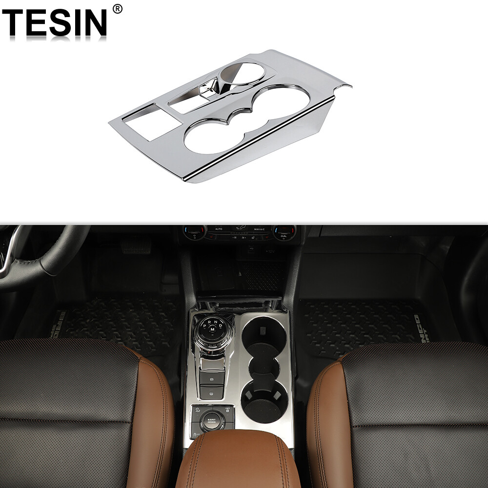 Gear Shift Cup holder Panel Cover Trim for Bronco Sport 2021+ Chrome Accessories