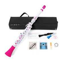NUVO Clarineo 2.0 Plastic Clarinet in C Key, White/Pink N120CLPK Includes dedic