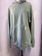 Carhartt Hoodie Sweatshirt Men  s Large Sage Green Loose Fit Logo Sleeve