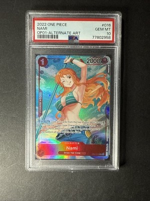 One Piece TCG OP01-016 AA Nami Alt Art Pre-Errata Wave 1 Alpha PSA