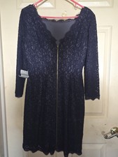 Adrianna Papell Navy Lace Sheath Dress classic elegant lace party NEW with Tags