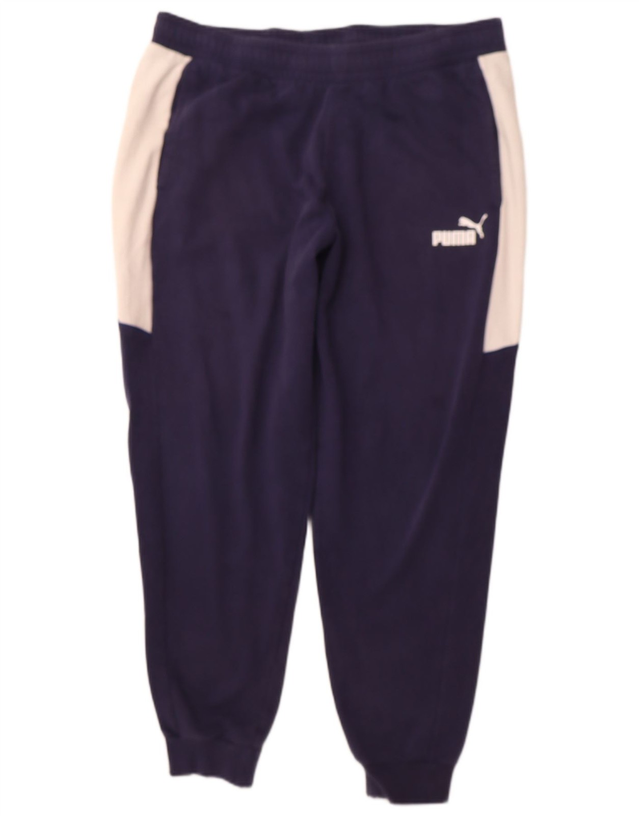 PUMA Mens Tracksuit Trousers Joggers XL  Navy Blue Colourblock Cotton AJ16